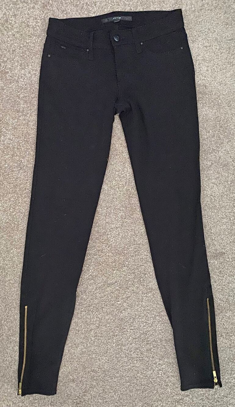 Joe's Jeans Black Stretch Legging Jegging Ankle Pants w/ Gold Zippers, 26